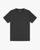Full flat view of faded black organic cotton Uskees T-shirt for men.