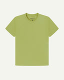 Full flat view of green-yellow organic cotton Uskees T-shirt for men.