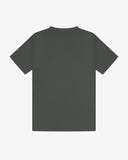 Back view of a dark green Uskees men's short-sleeve t-shirt presented on a white background.
