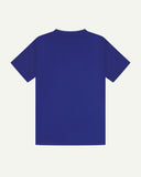 Back view of vibrant blue organic cotton Uskees short-sleeved men's T-shirt.