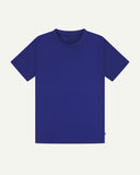 Full flat view of vibrant blue organic cotton Uskees T-shirt for men.
