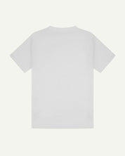 Back view of white organic cotton Uskees short-sleeved T-shirt.