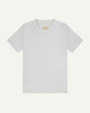 Full flat view of white organic cotton Uskees T-shirt for men.