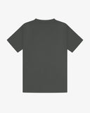 Back view of a dark green Uskees men's short-sleeve t-shirt presented on a white background.