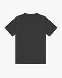 Back view of faded black organic cotton Uskees short-sleeved T-shirt.