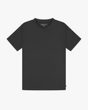 Full flat view of faded black organic cotton Uskees T-shirt for men.