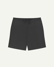 Front view of dark grey organic cotton #7007 men's shorts by Uskees against white background. Clear view of drawstring waist.