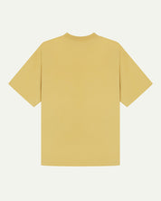 Back view of sandstone-yellow organic cotton Uskees short-sleeved T-shirt, showing the looser, oversized silhouette.