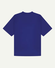 Back view of ultra blue, organic cotton short-sleeved oversized T-shirt from Uskees.