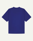 Back view of ultra blue, organic cotton short-sleeved oversized T-shirt from Uskees.
