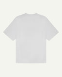 Back view of white, organic cotton short-sleeved oversized T-shirt from Uskees.