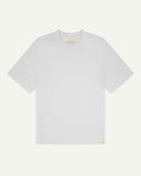 Full flat view of white, organic cotton, oversized T-shirt from Uskees.