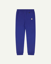 Back view of ultra-blue organic cotton joggers by Uskees showing the back pocket.