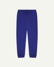 Front view of Uskees jogging pants in ultra-blue organic cotton.