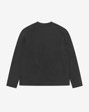 Back view of faded black organic cotton Uskees long-sleeved T-shirt.
