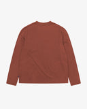 Back view flat shot of Uskees chestnut brown long-sleeve T-shirt on a white background