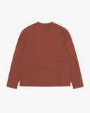Front flat shot of Uskees chestnut brown long-sleeve T-shirt on a white background