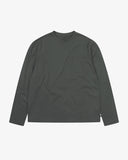 Front flat shot of Uskees dark green men's long-sleeve t-shirt with a pocket on a white background.