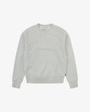 Front flat shot of Uskees grey marl Champ Sweatshirt for men indicating oversized shape and rib detail jersey.