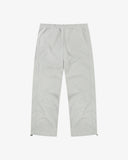 Front flat shot of Uskees marl gray sweat pants for men showing adjustable hem with toggle and indicating relaxed and wide leg fit.