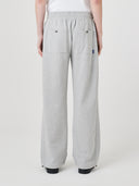 Back view of model wearing Uskees 7012 gray marl sweatpants with a white t-shirt.