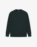 Front flat view of Uskees dark green crew neck sweater for men.