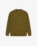 Front flat view Uskees Woodland Green sweater for men on a white background