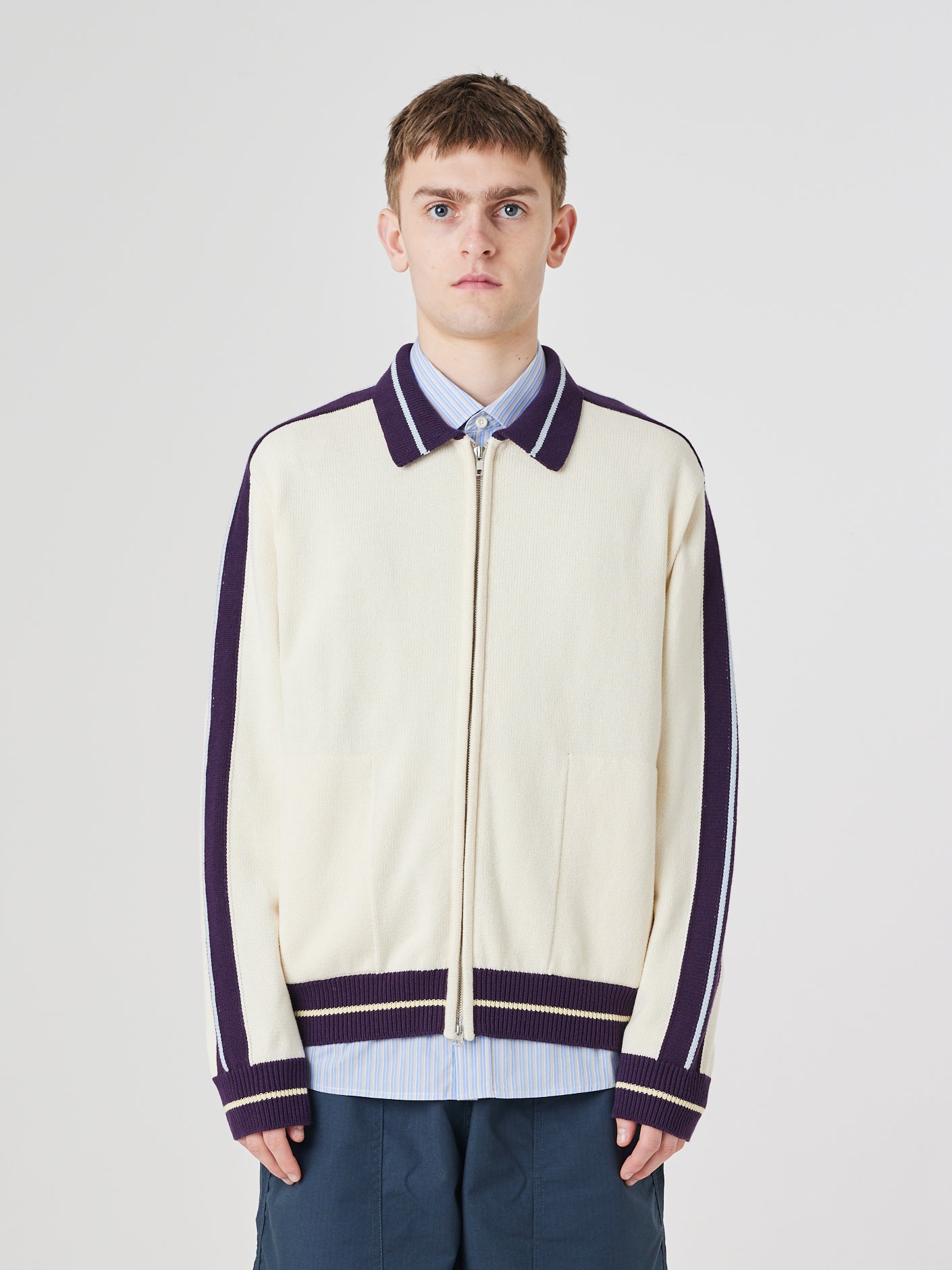 Uskees 7015 cream & purple | racquet club track top