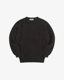 Front view of Uskees lambswool sweater in dappled basalt.