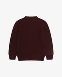 Flat back view of an Uskees dark red Jura Link men's jumper.