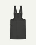 Reverse flat shot of Uskees Japanese-style 9003 charcoal-grey canvas apron showing straps and two side pockets.