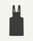 Flat shot of Uskees Japanese-style 9003 charcoal-grey canvas apron showing straps and two side pockets.