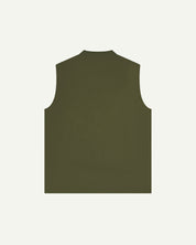 back view of uskees green gilet-style zip-front waistcoat 