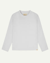 Front flat shot of white cotton uskees long sleeved T-shirt for men.