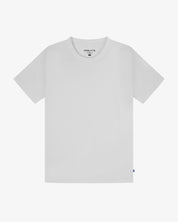Full flat view of white organic cotton Uskees T-shirt for men.