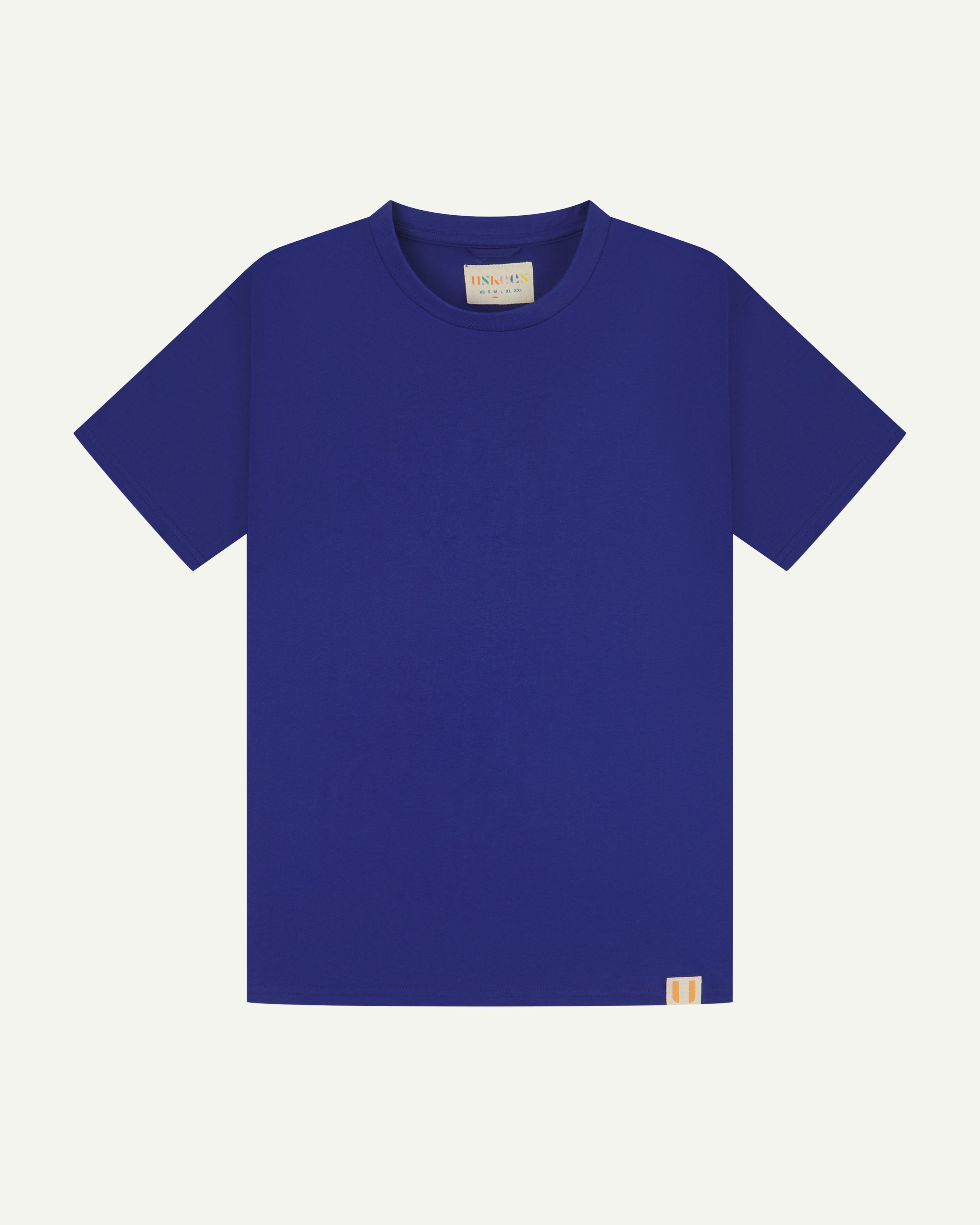front view of uskees #7006 men's short sleeve Tee in bright blue