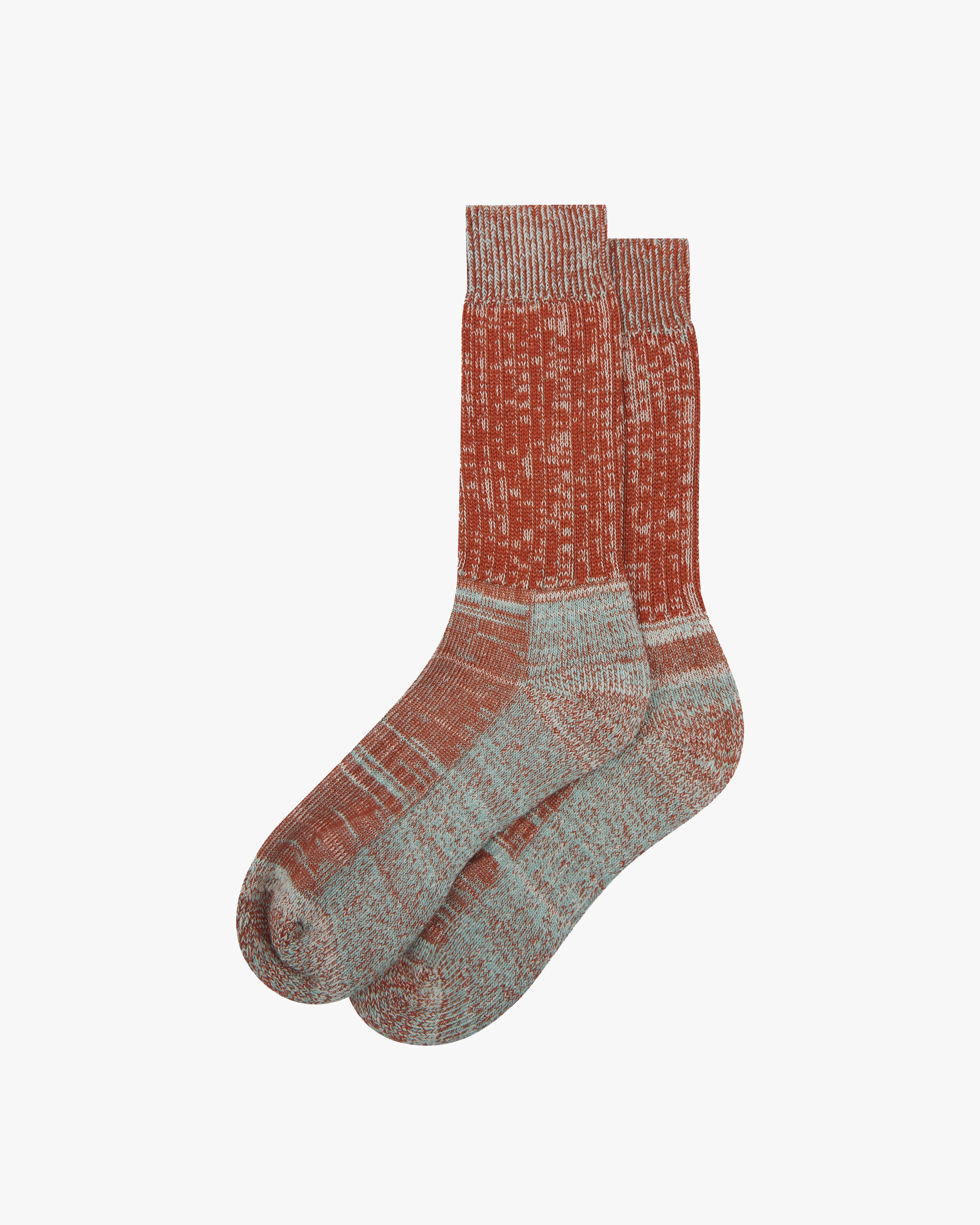 Flat view of mix colour organic cotton sock.