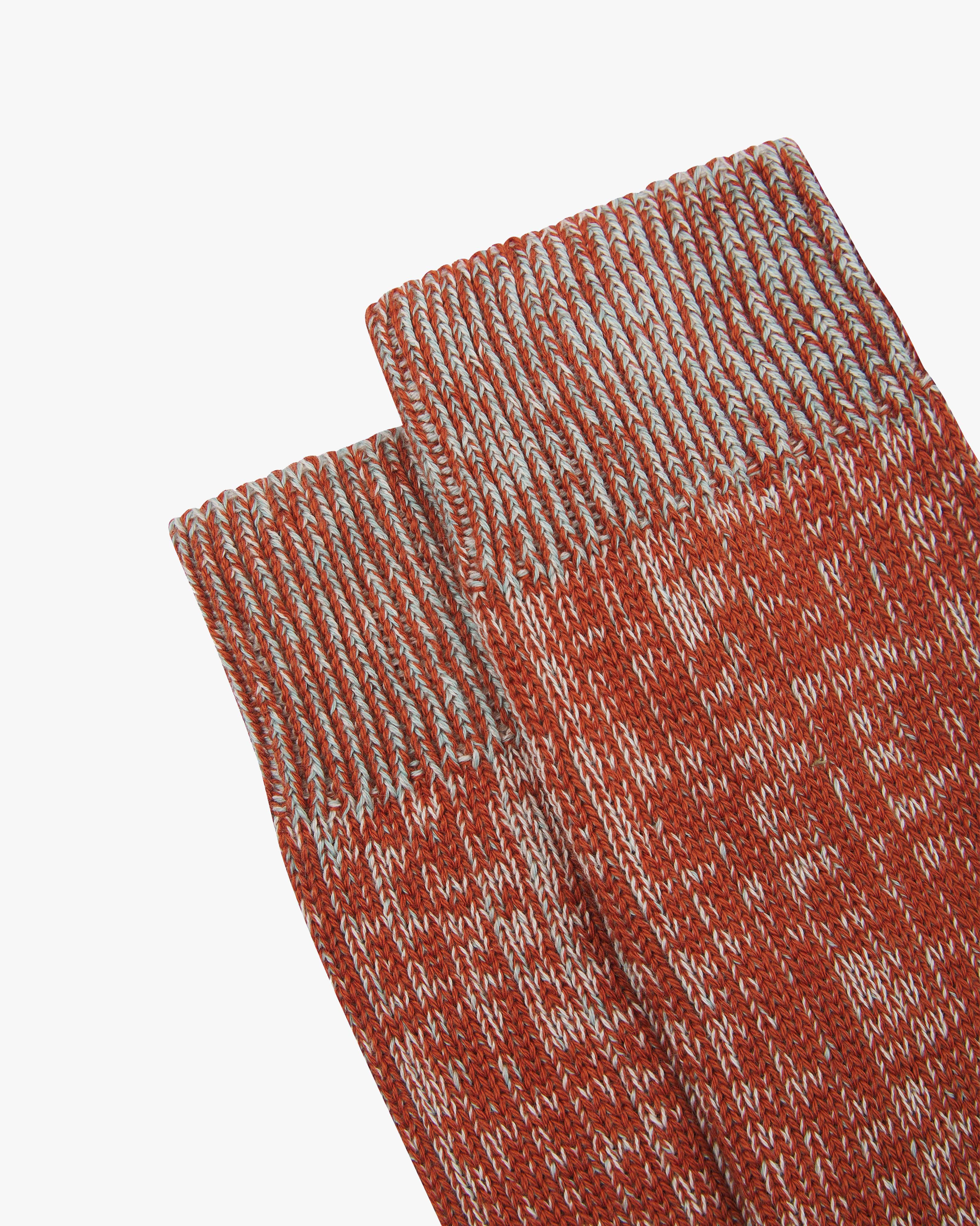 Close up flat view of mix colour organic cotton sock.