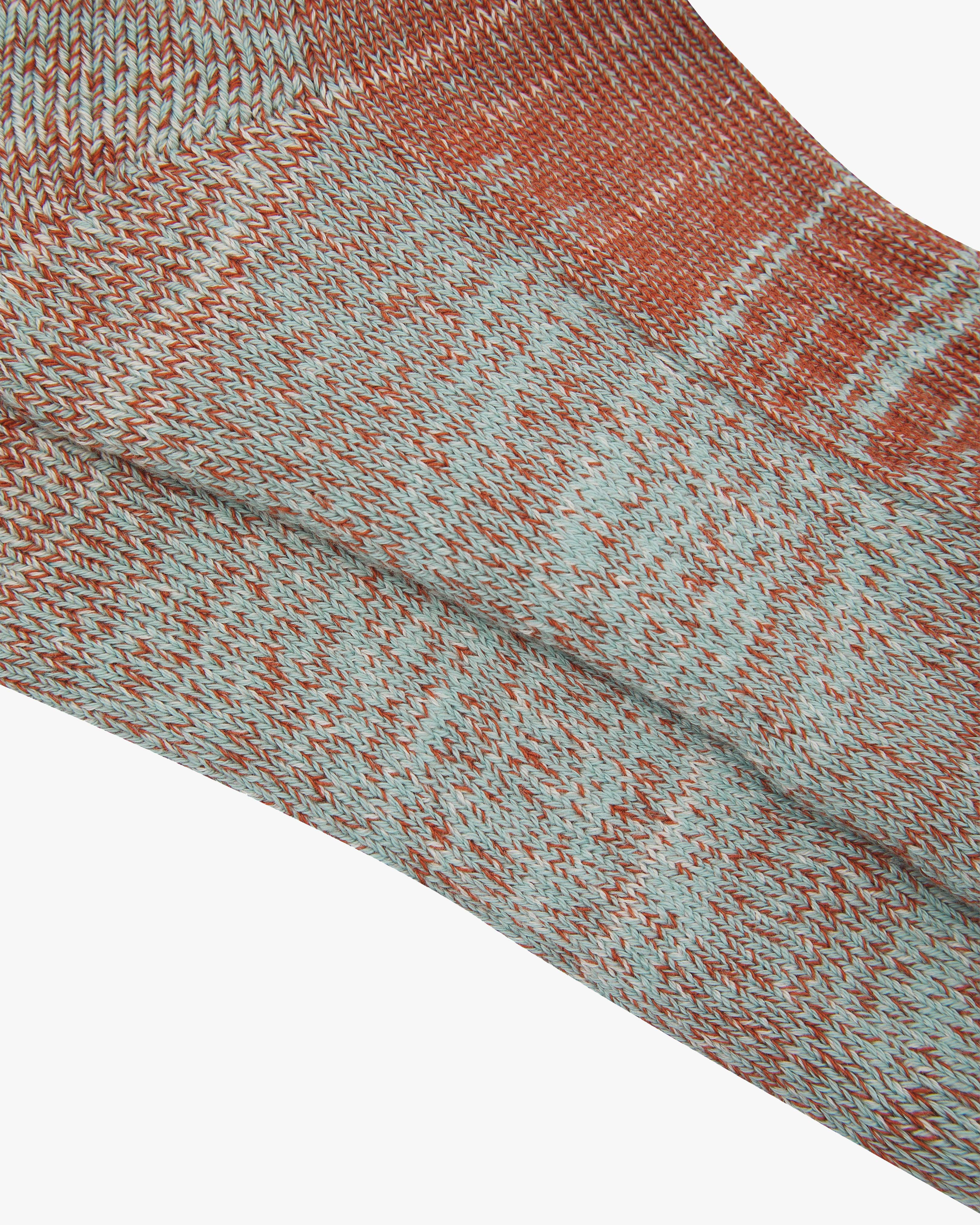 Close up flat view of mix colour organic cotton sock.