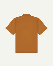 Back flat shot of uskees lightweight tan men's shirt with short sleeves 