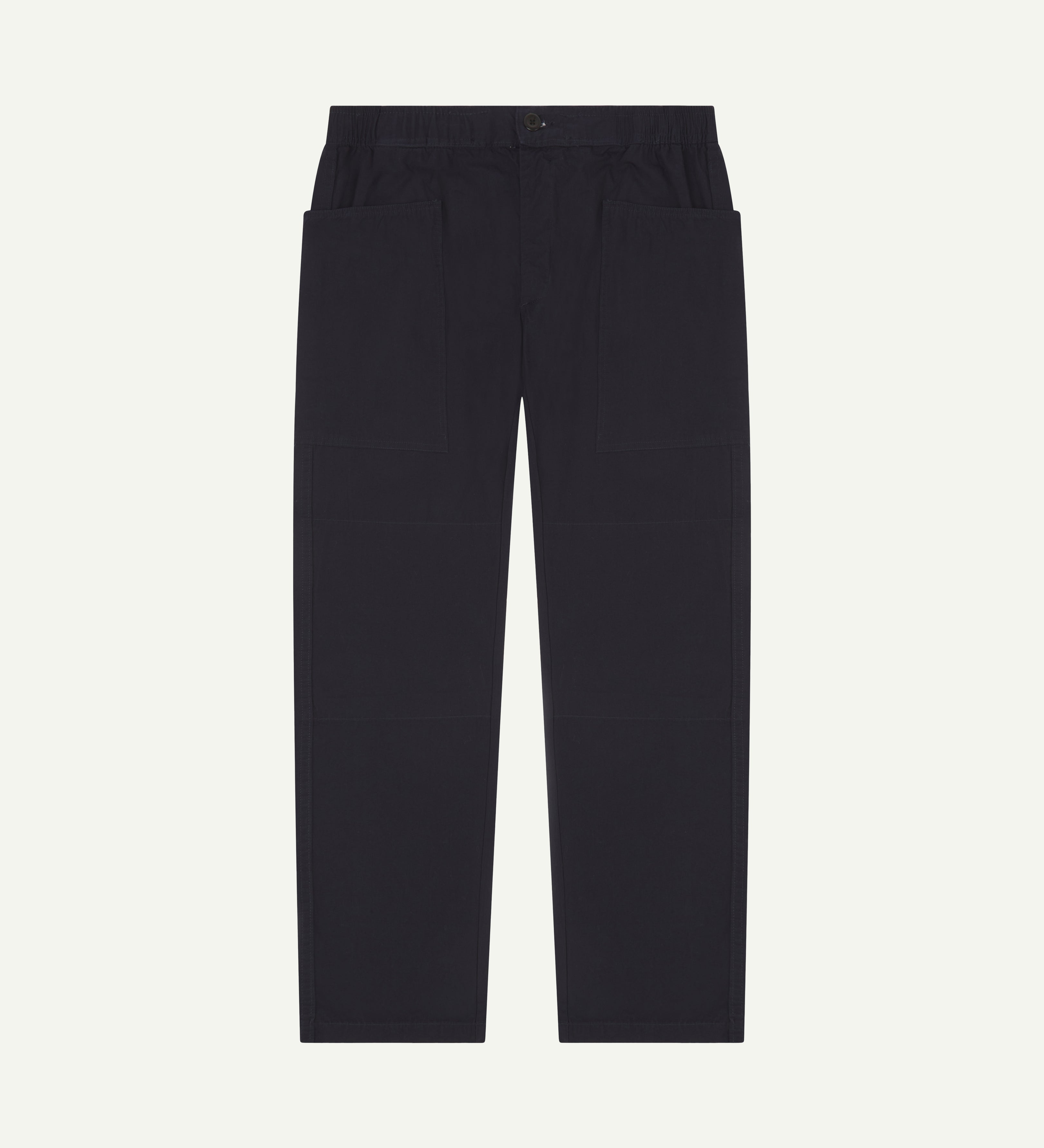 front flat shot of uskees lightweight men's trousers showing large front pockets