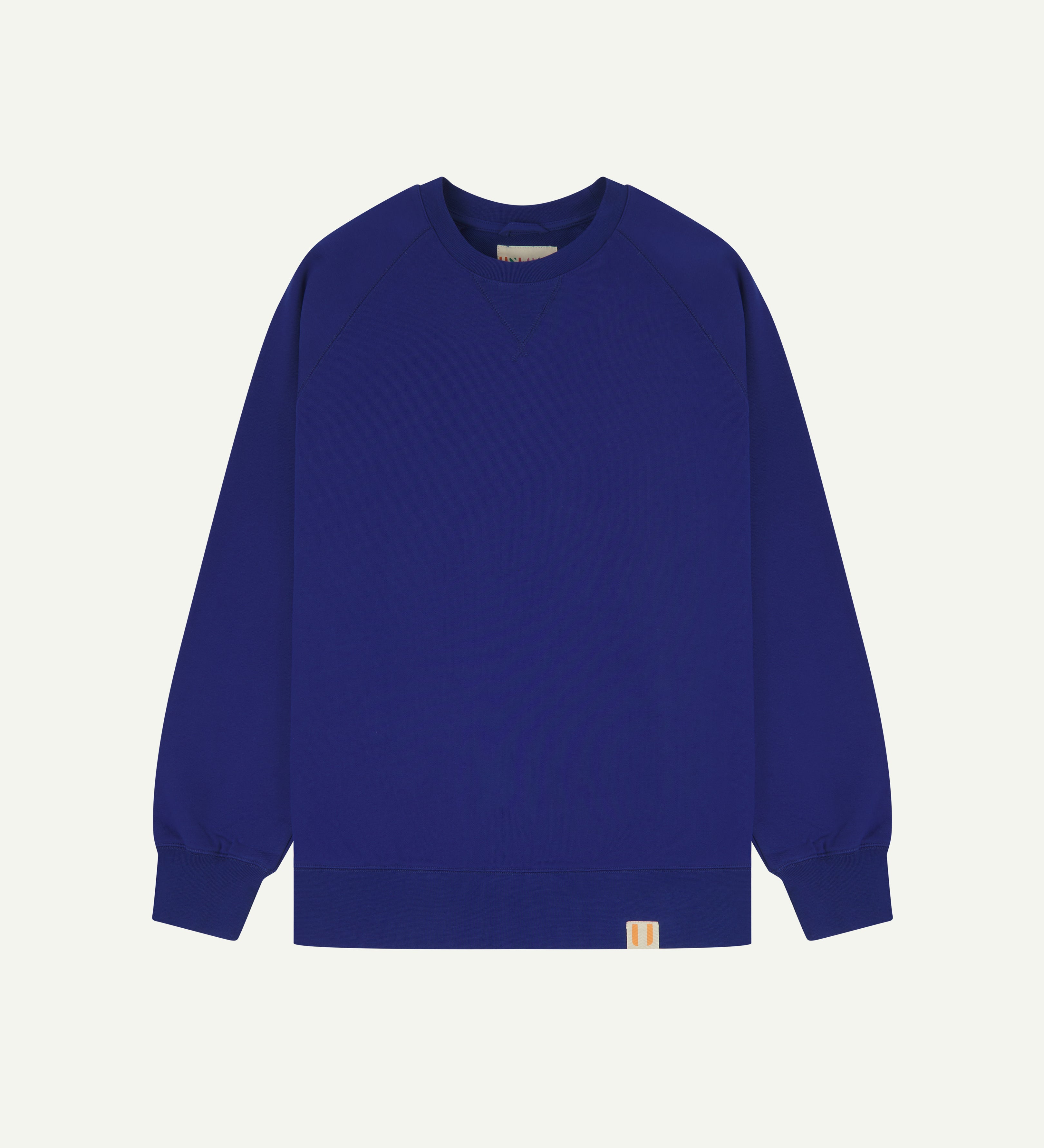 Front view of bright blue men's organic heavyweight cotton #7005 sweatshirt by Uskees