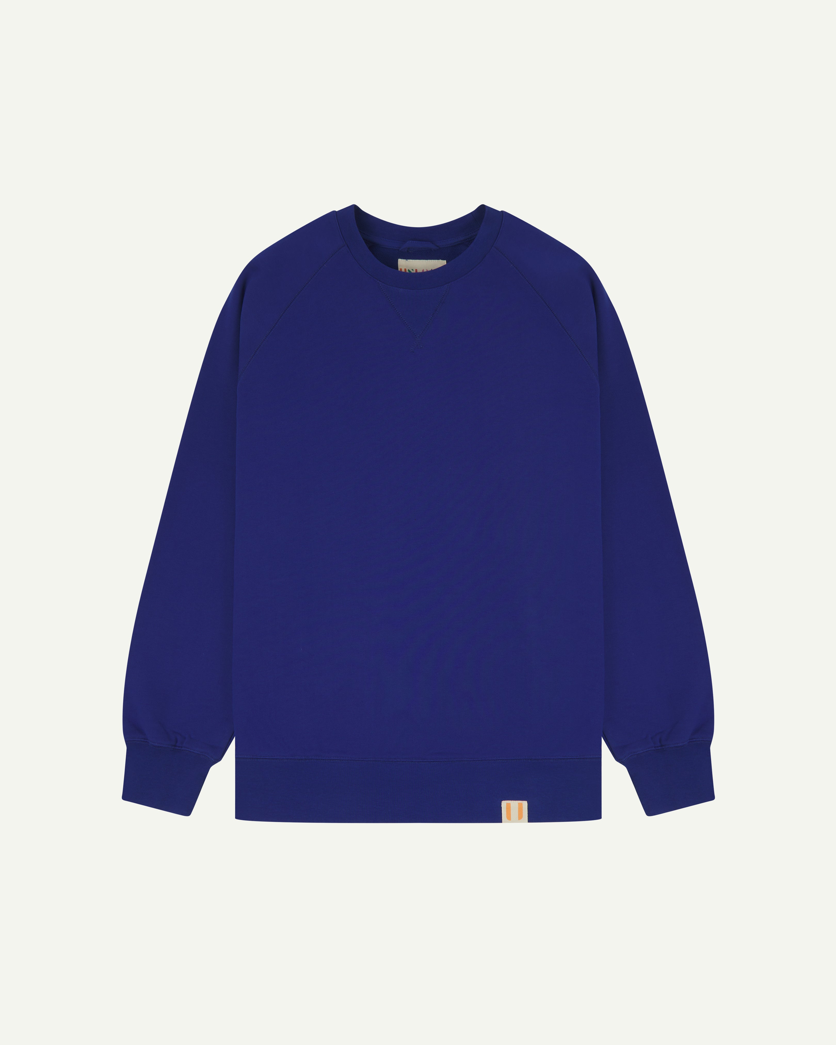 Front view of bright blue men's organic heavyweight cotton #7005 sweatshirt by Uskees