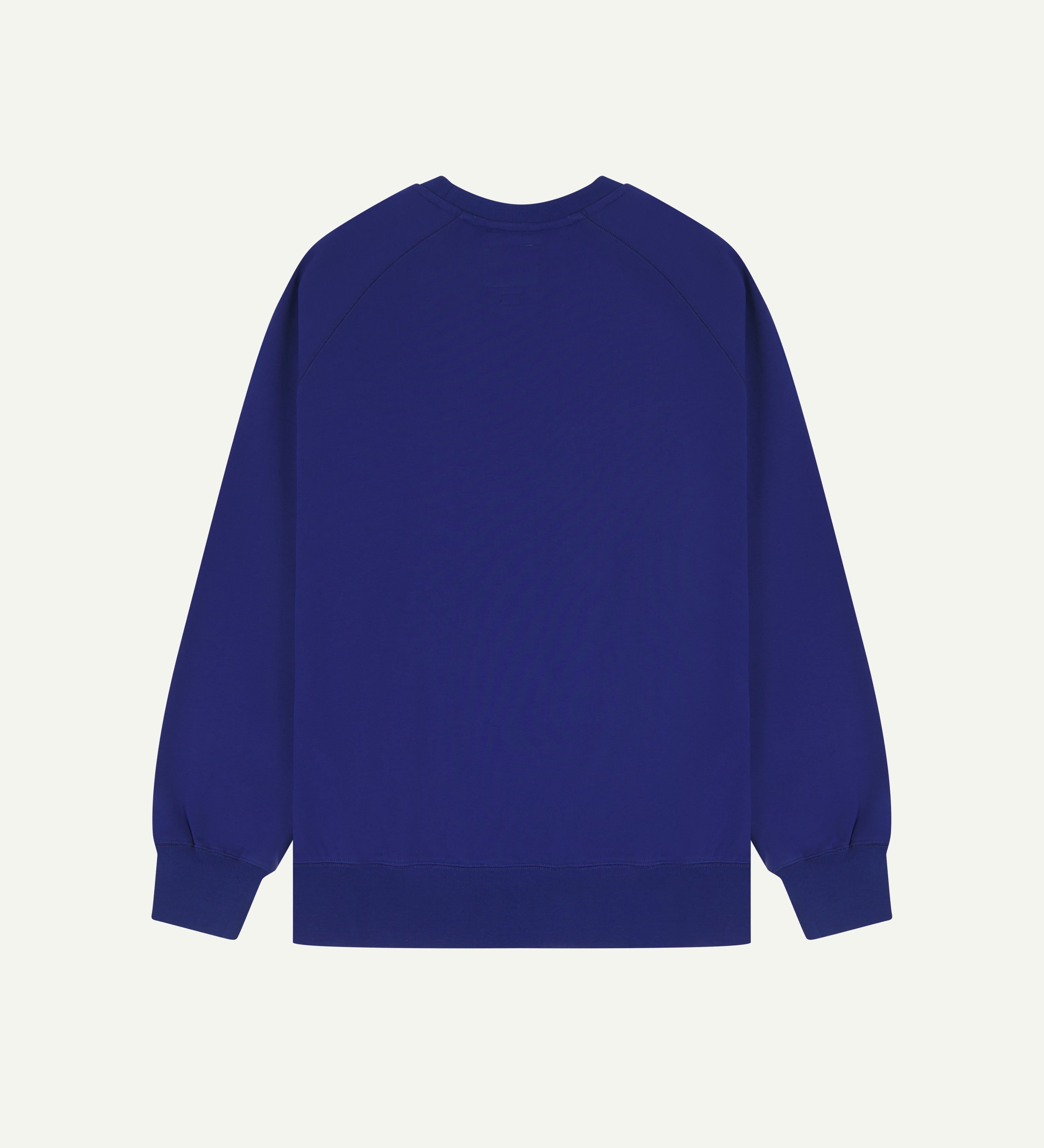 Back view of bright blue men's organic heavyweight cotton #7005 sweatshirt