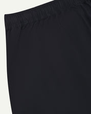 Close up detailed shot of Uskees 5020 midnight blue lightweight utility pants showing elasticated waist