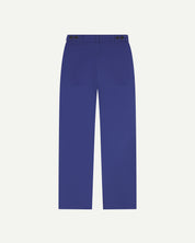 Flat shot of backview uskees ultra blue drill trousers for men