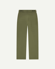 Flat shot of backview Uskees moss drill trousers for men