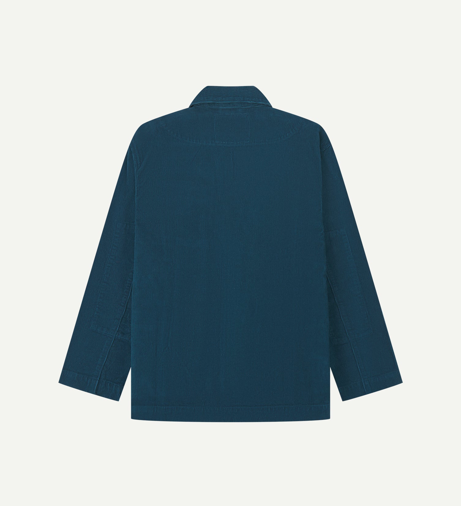  Flat back view of men's corduroy petrol blue blazer from Uskees
