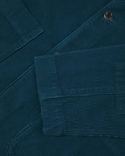  Close up view of cuff - men's corduroy petrol blue blazer from Uskees