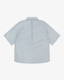 Back flat view of an Uskees light blue short-sleeve shirt for men presented on a white background